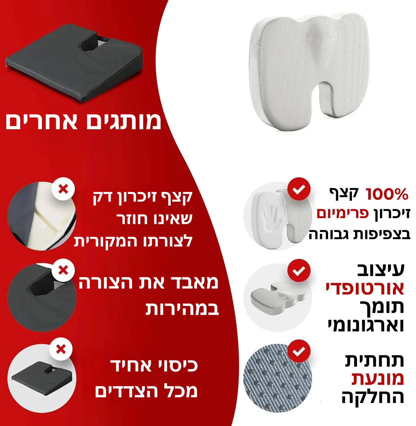 ErgoFlex Pro™  - כרית אורטופדית ארגונומית לישיבה